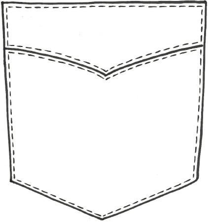 a drawing of a pocket with stitching on it