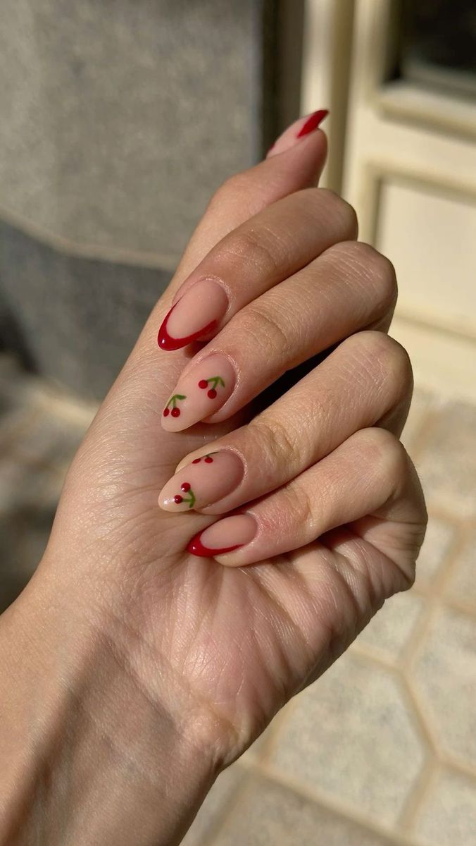 Paznokcie Hello Kitty, Kutek Disney, Unghie Nail Art, Hello Nails, Cherry Nails, Nagel Tips, Smink Inspiration, Simple Gel Nails, Casual Nails