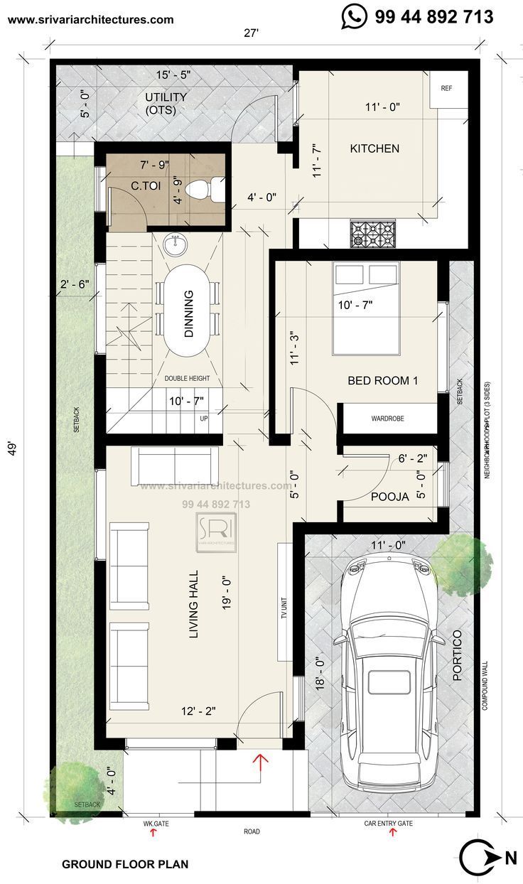 a floor plan for a house with two car garages and an attached living area