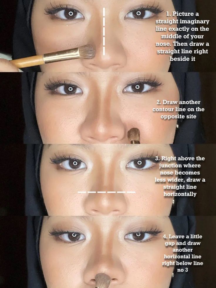 Perfect Nose For Round Face, How To Contour A Flat Nose, Flat Asian Nose Contour, Make Up For Rounder Face, Big Nose To Small Nose Contour, Flat Nose Contour, Contour Round Nose Tip, Big Nose Tip Contour, Makeup For Round Eyes