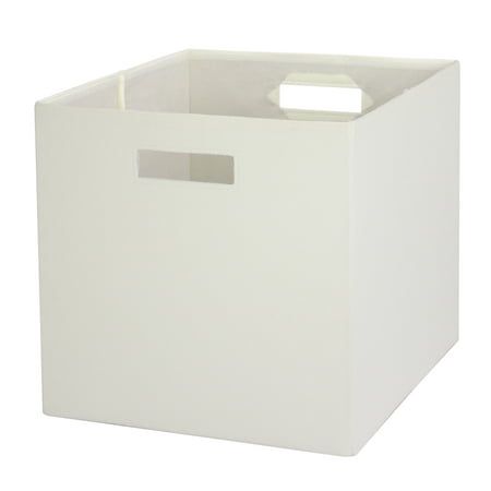 a white storage box with a handle on the front and bottom, for storing items