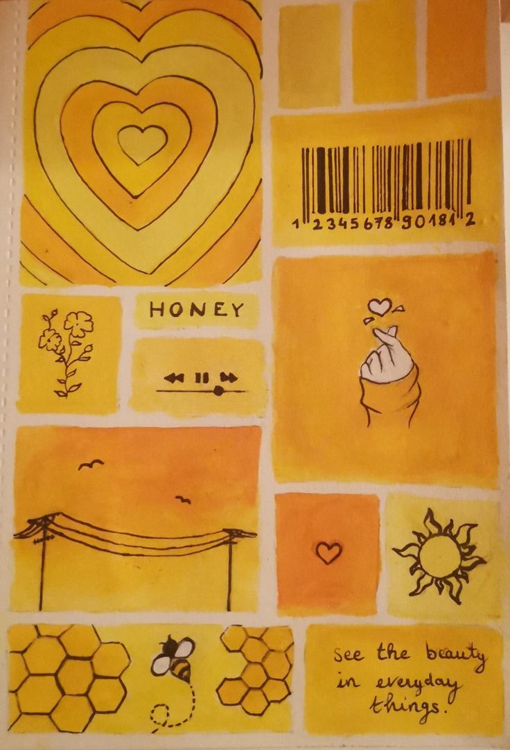 an art project with bees, honey and hearts