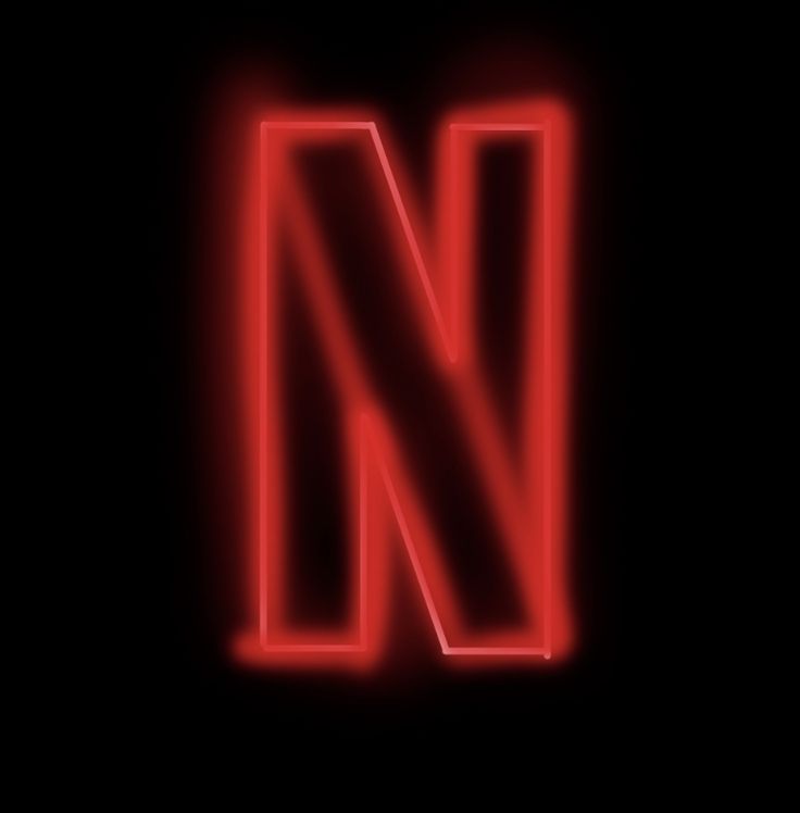 the letter n is made up of red neon lights on a black background, and it appears to be glowing