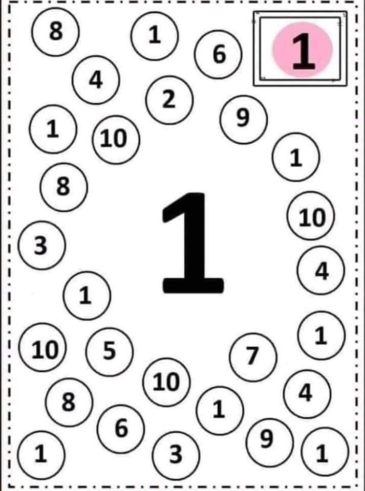 the number 1 worksheet is shown in black and white with numbers on it