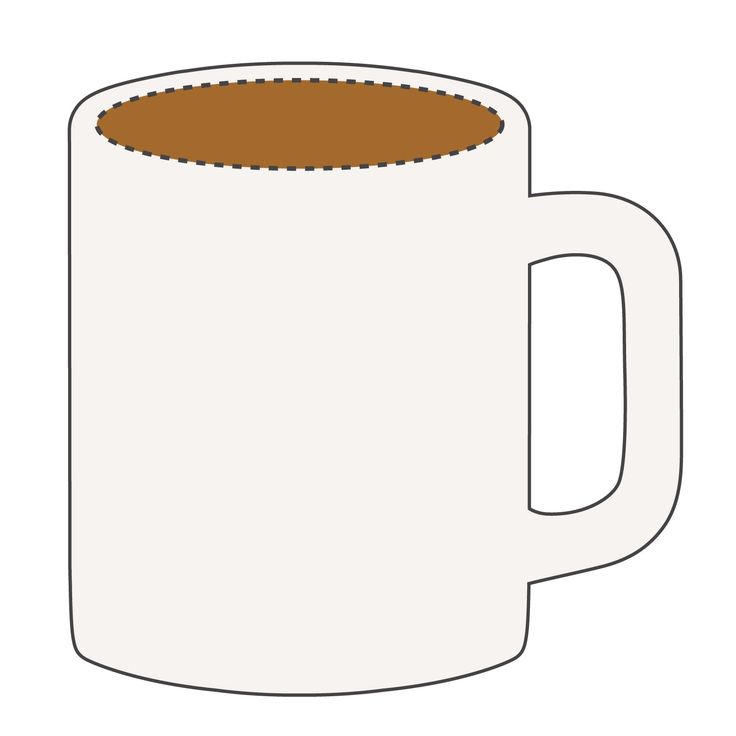 a white coffee mug with brown inside