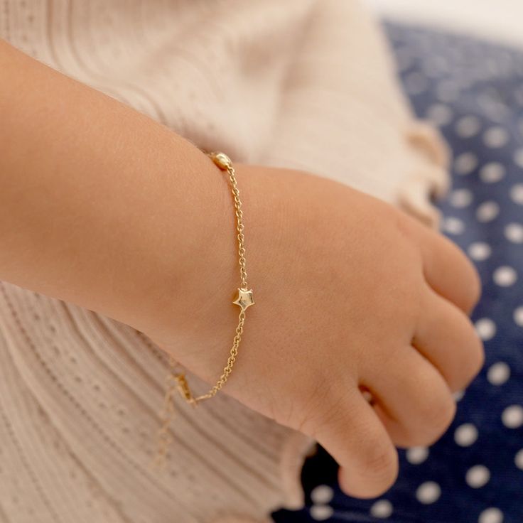 Toddler Gold Bracelet, Baby Girl Bracelets Gold, Adjustable Yellow Gold Star Bracelet, Yellow Gold Star Bracelet As Gift, Yellow Gold Star Bracelet For Gift, Yellow Gold Star-shaped Bracelet For Gift, Yellow Gold Star Bracelet Gift, Kids Bracelets Gold, 22kt Gold Bracelet