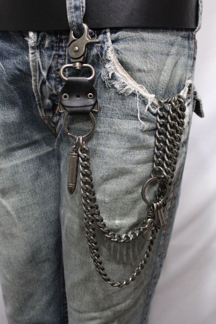 Men bullet thick and heavy wallet chain biker style #eBay #eBayStore #eBaySeller #Metal #Wallet #Silver #Chain #Men #Biker #Walletchain #Link #Spike #China Black Metal Fashion Men, Biker Fashion Men, Metal Style Men, Metal Fashion Men, Alpha Ghoul, Metal Outfits, Black Metal Fashion, Biker Clothes, Scarface Poster