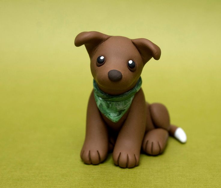 a small brown dog with a green bandanna around it's neck sitting on a green surface