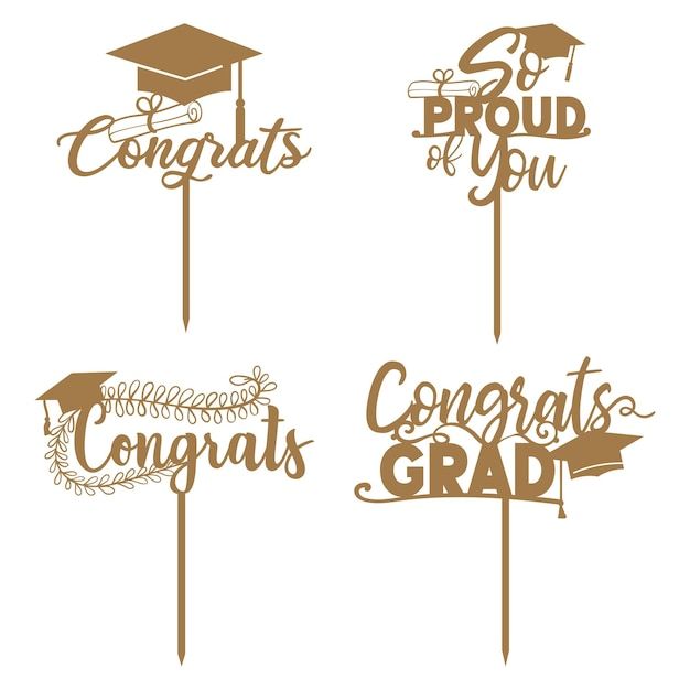 graduation cake toppers that say congratulations and congrats