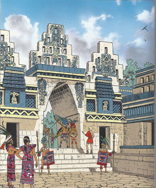 an illustration of people standing in front of a building