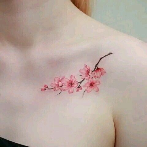 Tattoo Fine Line Tattoo With Color, Fine Line Watercolor Tattoo, Almond Flower, Fine Line Tattoo, Tiny Tattoo, Line Flower, Spine Tattoo, Line Tattoo, Fine Line Tattoos