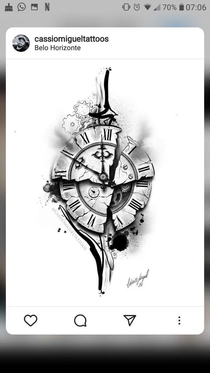 a black and white drawing of a clock