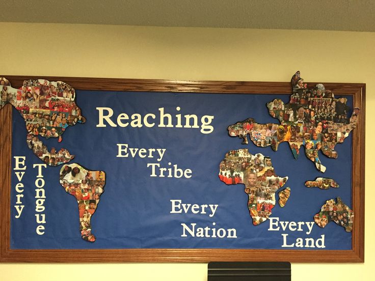 a bulletin board with the words reaching every tribe on it in front of a wall