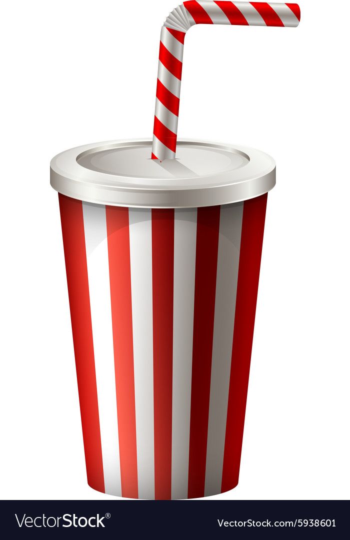 a red and white striped drink with a straw in it's cup on a white background