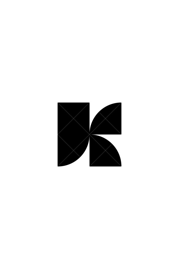 a black and white logo with the letter k in it's center, on a white background