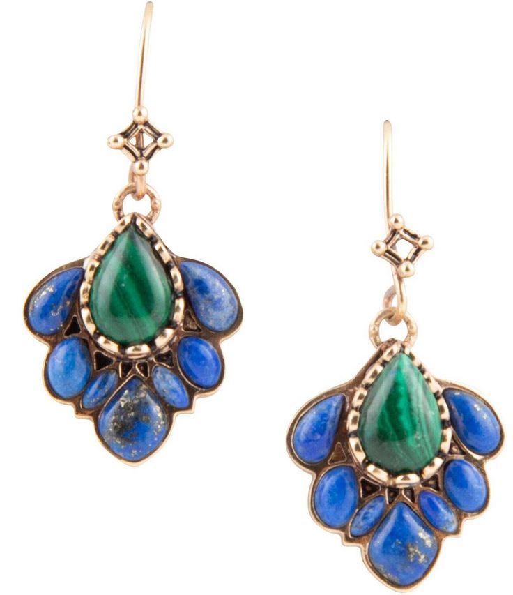 From Barse&#x2C; these earrings feature:Drop earringsBronze hardwareLapis and malachite stonesFrench wire closureApprox. 2" length&#x2C; including ear wire Imported. Malachite Jewelry, Malachite Stone, Statement Drop Earrings, Costume Contest, Blue Lapis, French Wire, Peacock Blue, Dance Costume, Stunning Earrings