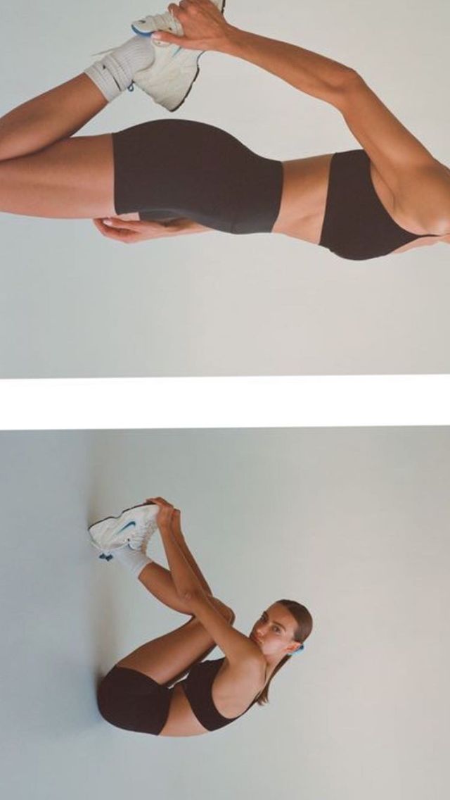 two pictures of a woman doing an exercise