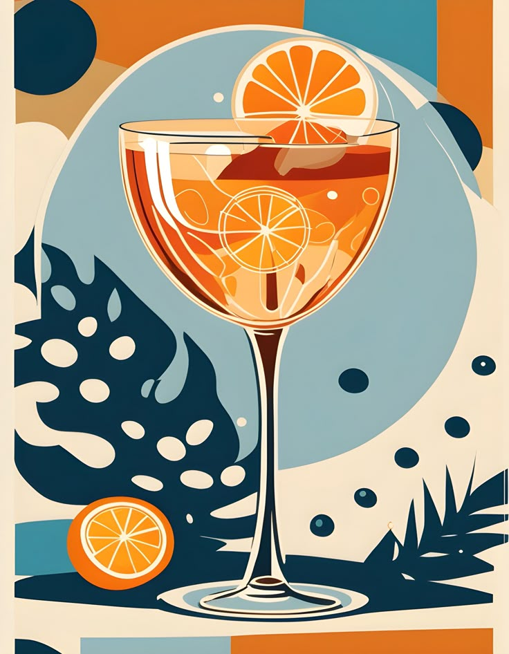 Art-Deco Aperol Spritz Digital print Art Deco Canvas Painting, Digital Illustrations, Table Art Painting, Spritz Art, Art Deco Alcohol Posters, Aperol Spritz Aesthetic, Aperol Painting, Monochromatic Art Painting, Art Deco Cocktail Poster