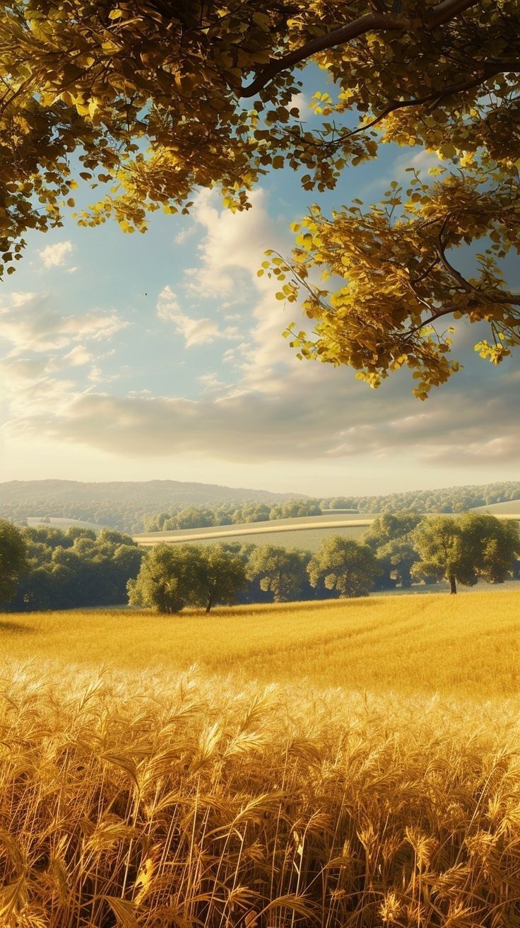 an image of a field with trees in the background