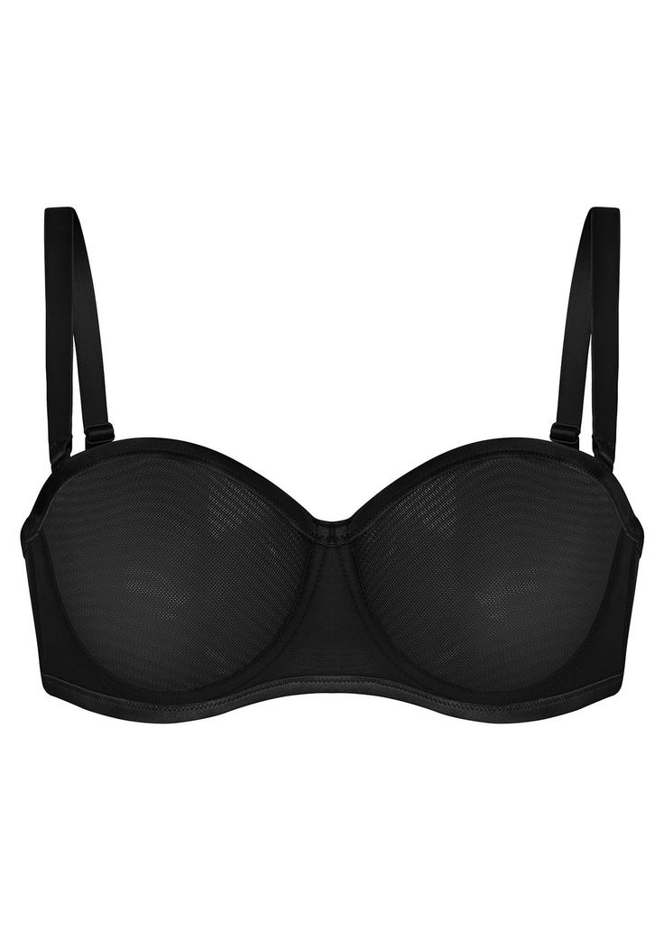 Introducing our latest addition, the Bella Mesh Unlined Underwire Strapless Balconette Bra. Crafted from soft, lightweight sheer mesh, it offers a natural shape with no padding. Silicone grippers ensure stability, while supportive mesh and underwire provide daily support. Removable adjustable straps and hook-and-eye closure ensure a proper fit. Soft and airy sheer mesh for comfort Silicone grippers on cups for secure fit Mesh and underwire offer daily support Unpadded balconette cups for natural Balconette Bra, Strapless Bra, Natural Shapes, Adjustable Straps, Perfect Fit, Mesh, Bra, Black