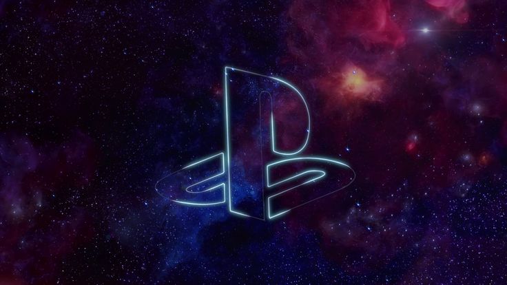 the playstation logo is shown in front of an image of space and stars, as well as