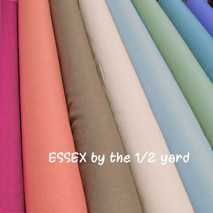 several different colors of fabric are shown in this image with the words essex by the 1 / 2 yard