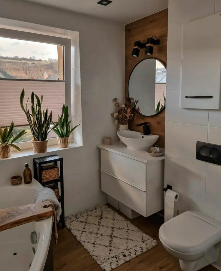 the instagram page shows an image of a bathroom with plants on the window sill