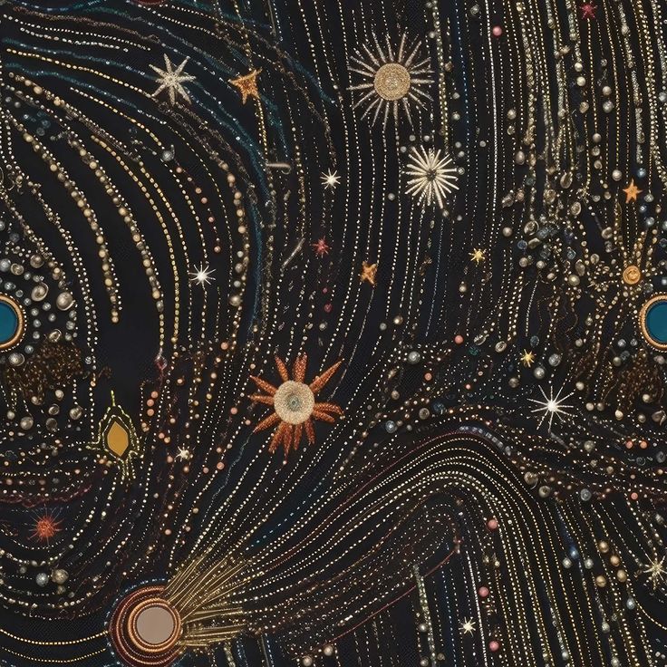 A wallpaper pattern inspired by swirling stars in the night sky, with gold embroidered threads on a light black background Comet Wallpaper, Black Stars Wallpaper, Twilight Wallpaper, Funny Computer, Moody Wallpaper, Orange Mushroom, Stars Wallpaper, Classic Cottage, How To Install Wallpaper