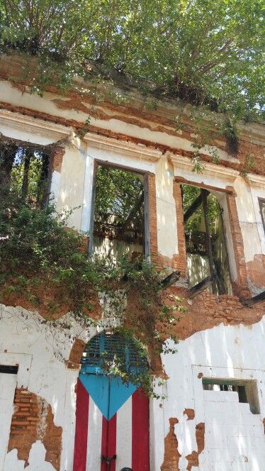 an old building with ivy growing on it's side