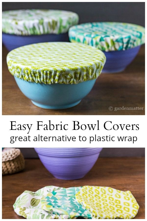 three bowls with different patterns on them and the words easy fabric bowl covers great alternative to plastic wrap