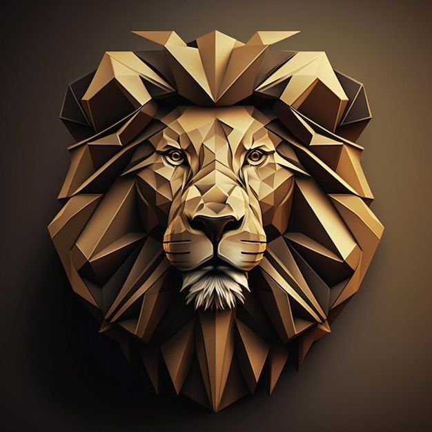 a lion's head made out of geometric shapes