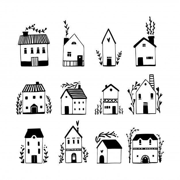 black and white farm house icons