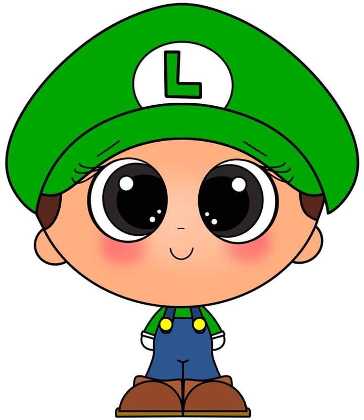 a cartoon character with big eyes wearing a green hat