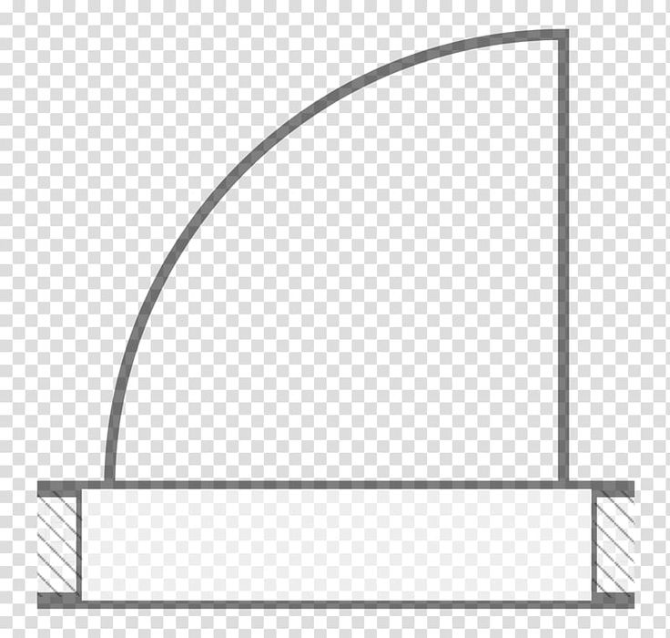 a line drawing of a curved object on a transparent background, with the top half drawn out