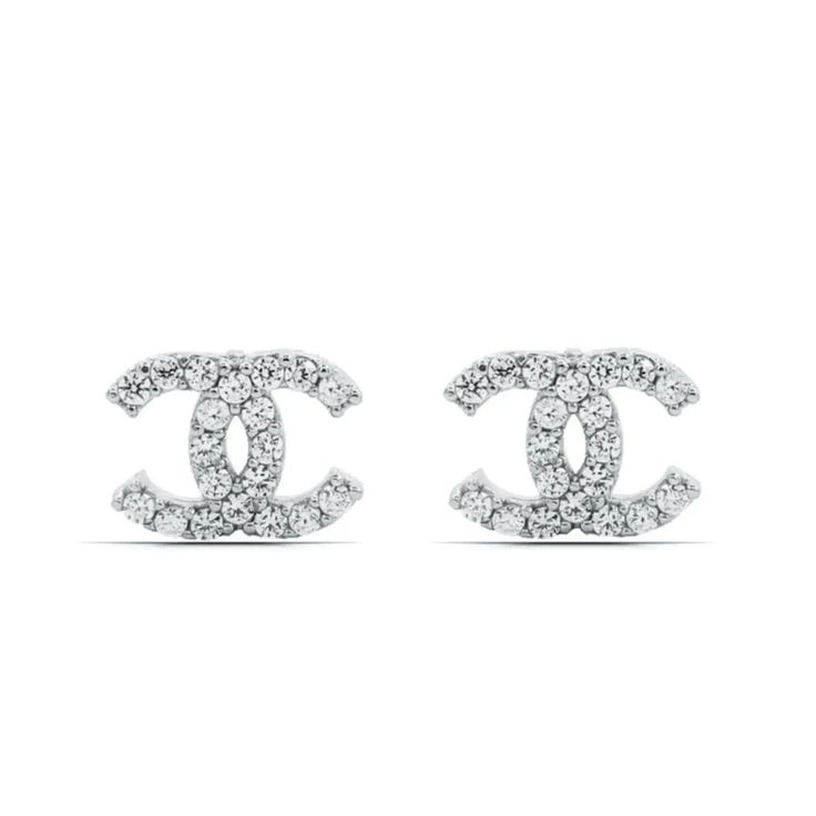 Women's CC Design Silver Earrings Delicate Gemstone Studs | JFW – J F W Chanel Earrings Silver, Channel Earrings, Xoxo Jewelry, Luxe Jewelry, Chanel Earrings, Girly Accessories, Jewelry Essentials, Jewelry Lookbook, Gemstone Studs