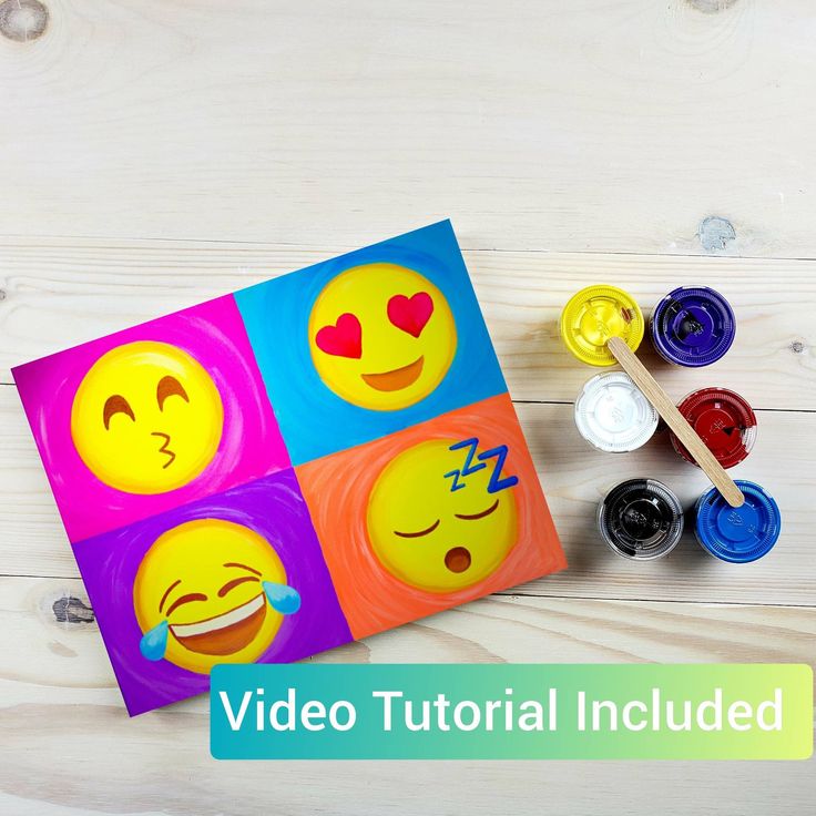 the video is showing how to make emoticions on canvases with acrylic paint