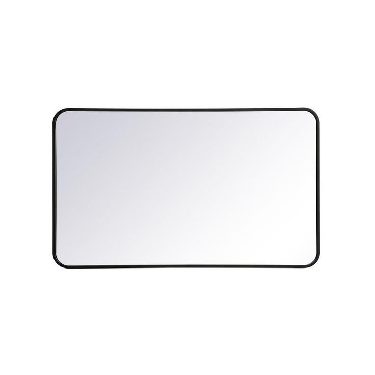 a rectangular mirror with black frame on a white background