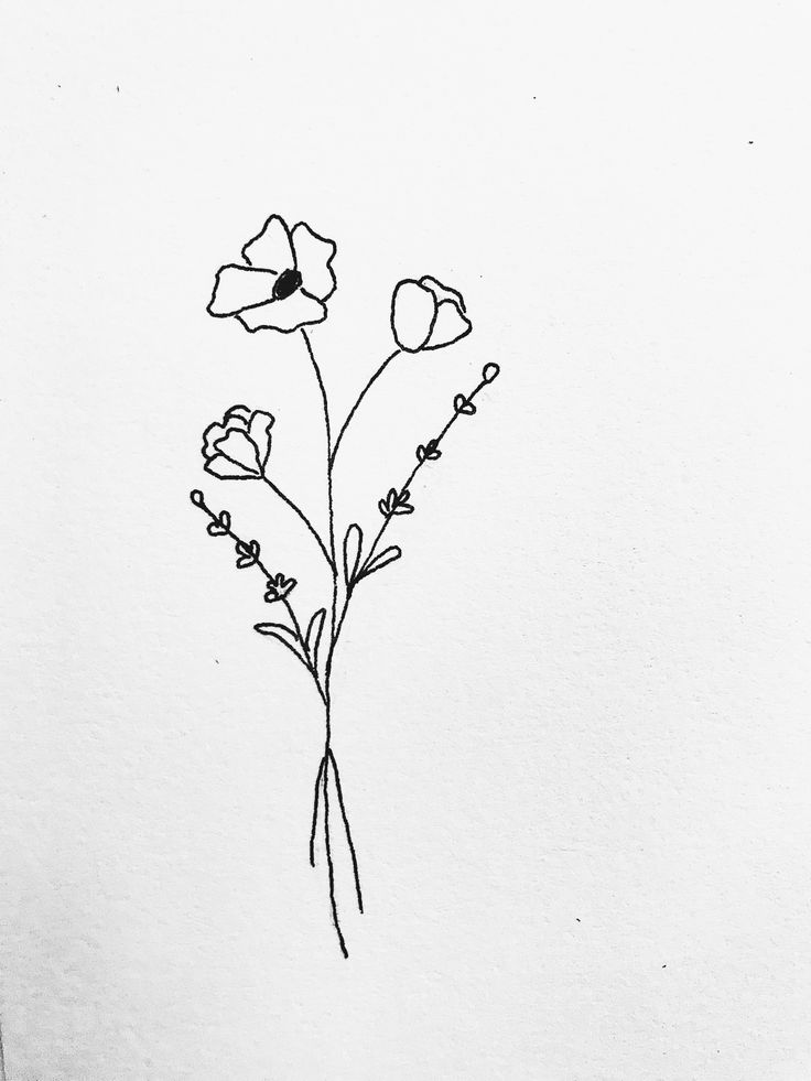 a black and white drawing of some flowers