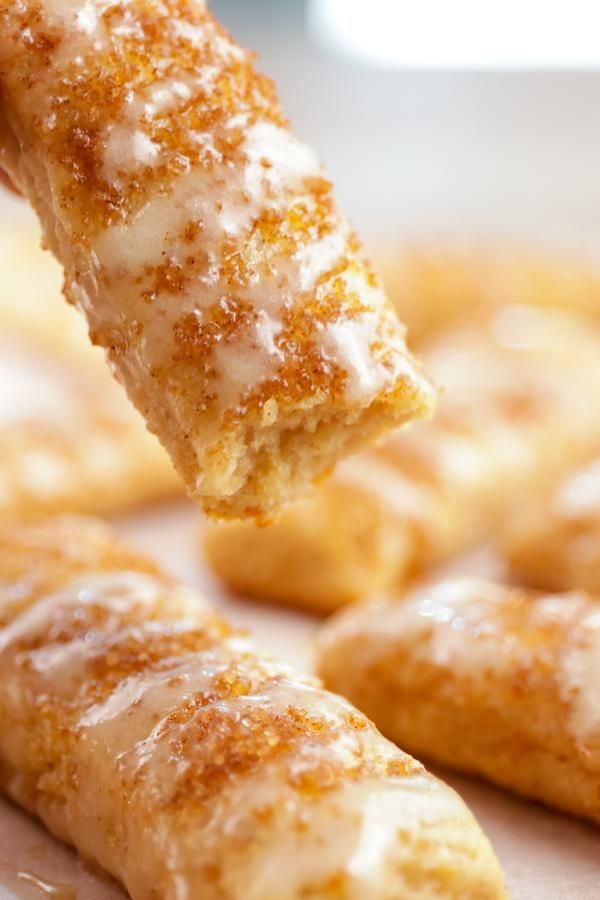 a close up of a doughnut on a stick