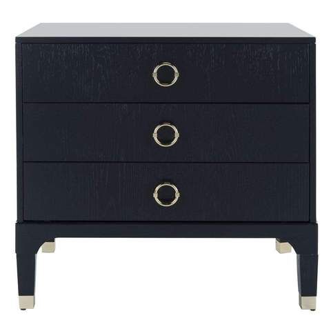 an image of a night stand with three drawers on one side and two knobs on the other