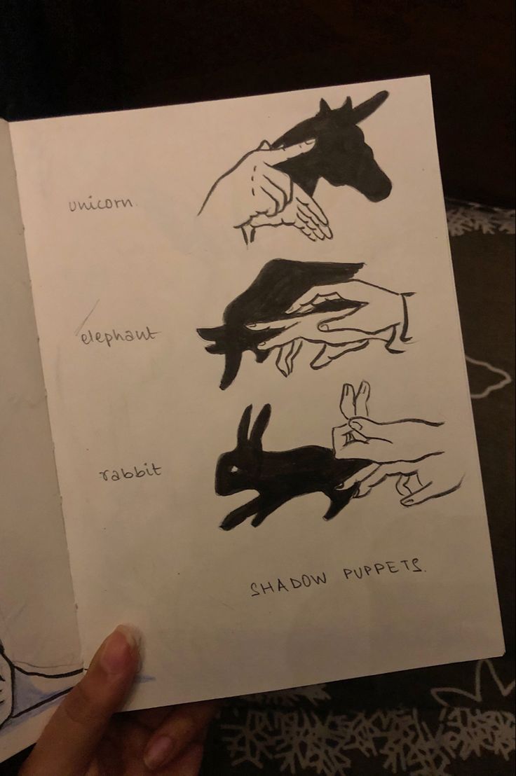 a person holding up a piece of paper with drawings on it