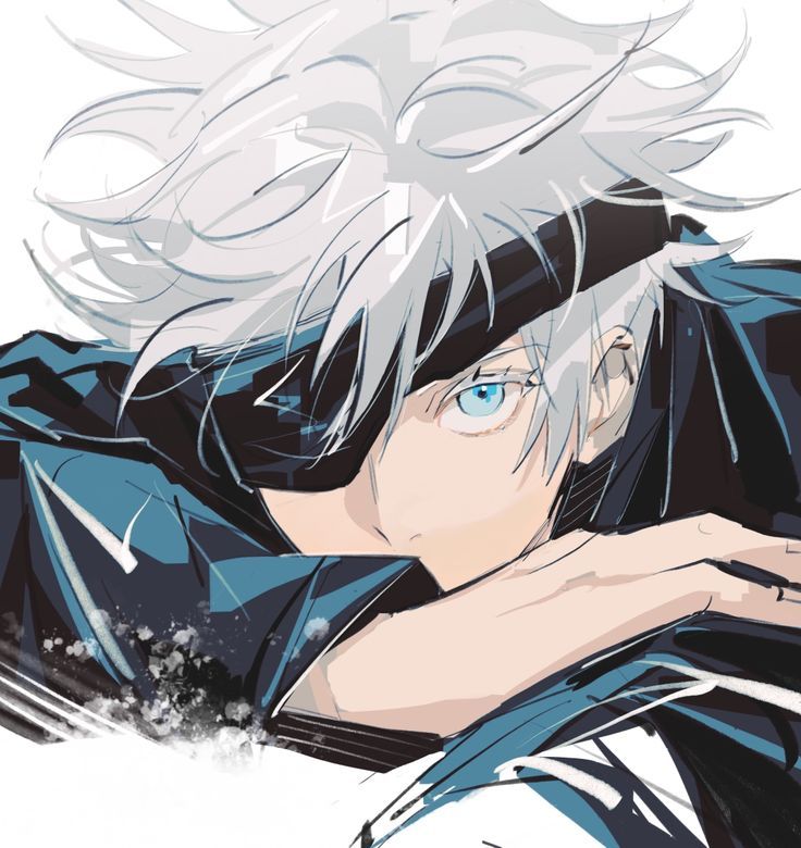 an anime character with white hair and blue eyes is posing for the camera while holding his hand on his chest