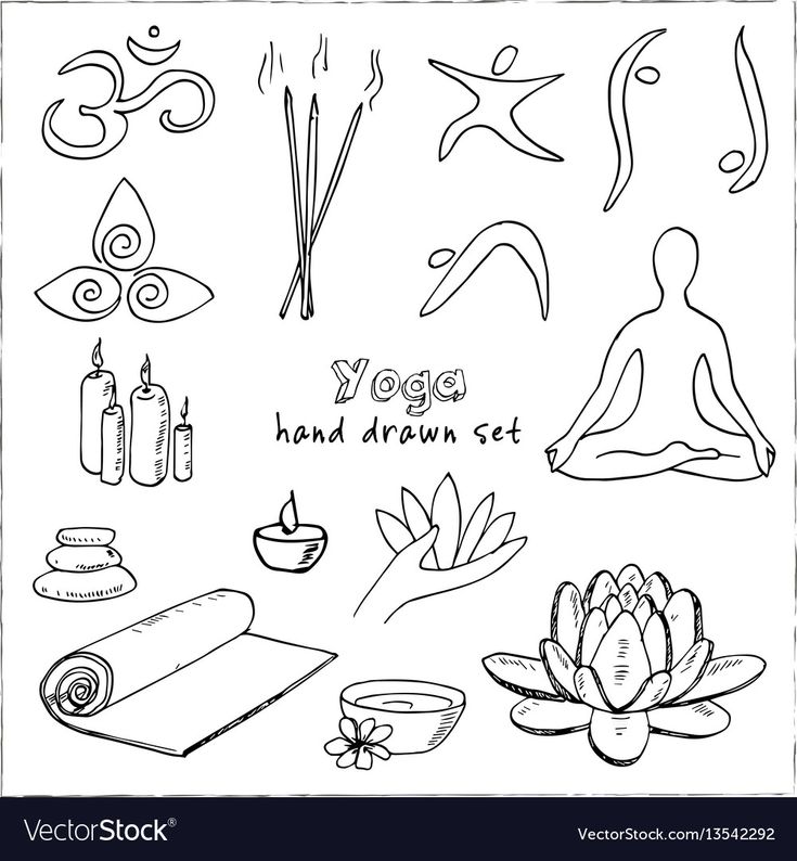 hand drawn yoga and meditation symbols