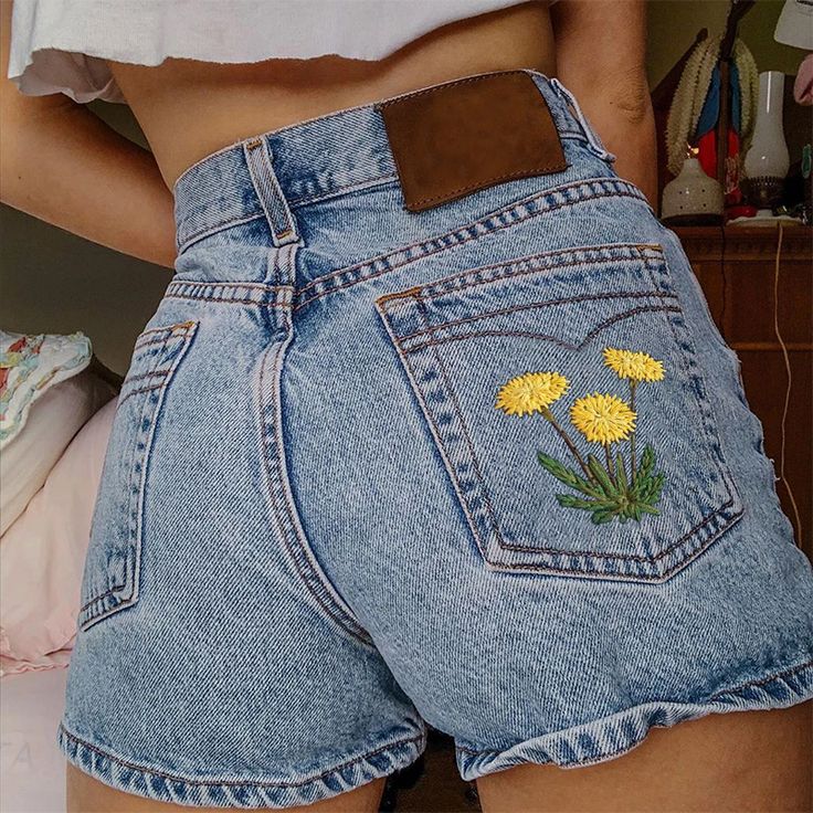 Casual Floral Embroidered Denim Shorts High Waist Embroidered Denim Blue Bottoms, High-waist Denim Blue Bottoms With Floral Embroidery, High Waist Denim Blue Bottoms With Floral Embroidery, Casual Mid-rise Embroidered Bottoms, Casual Embroidered Mid-rise Bottoms, Casual Embroidered Jeans For Summer, Spring Denim Bottoms With Floral Embroidery, Embroidered Denim Blue Bottoms For Spring, Medium Wash Embroidered Relaxed Fit Bottoms