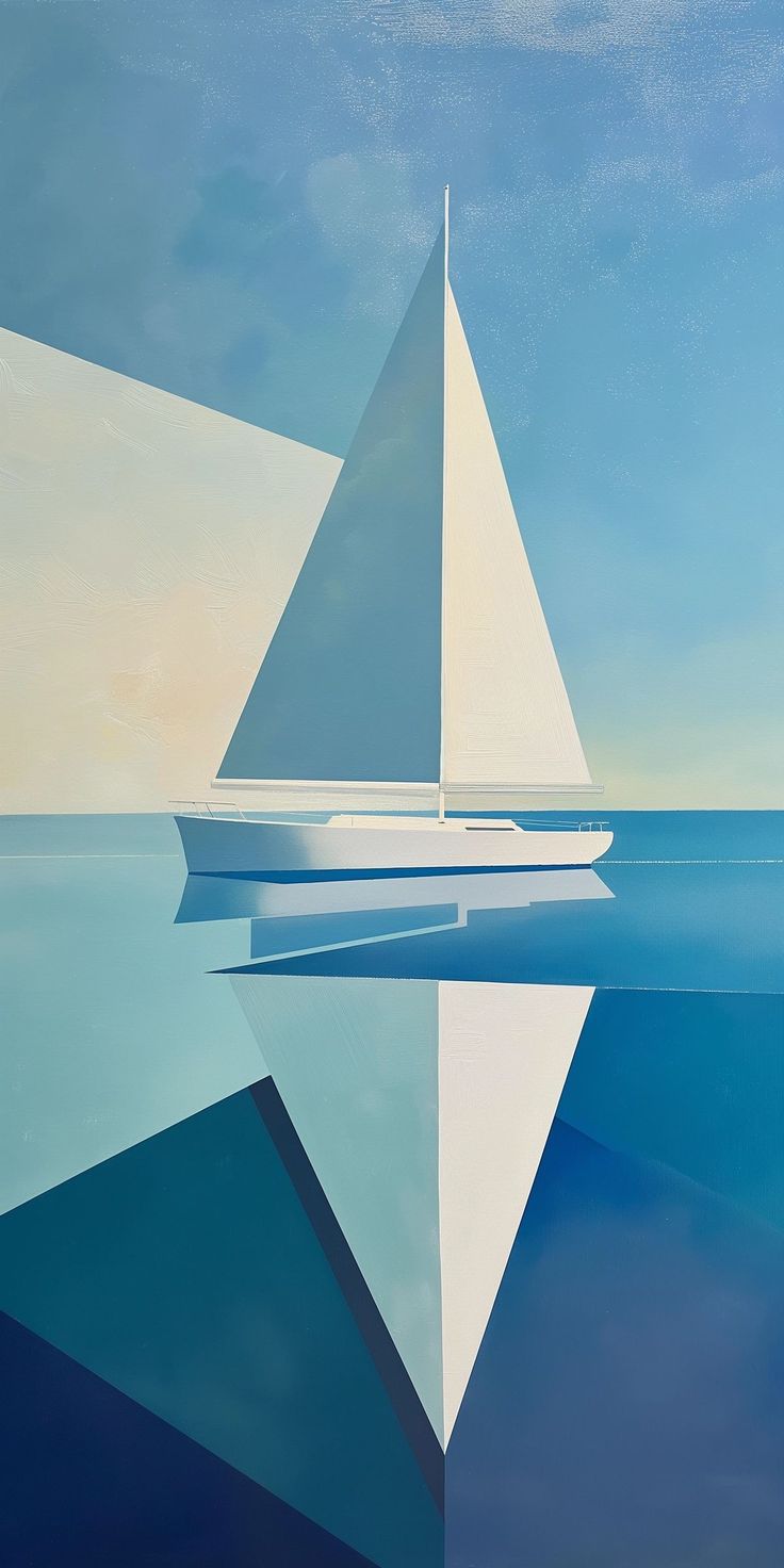 a painting of a sailboat in the water