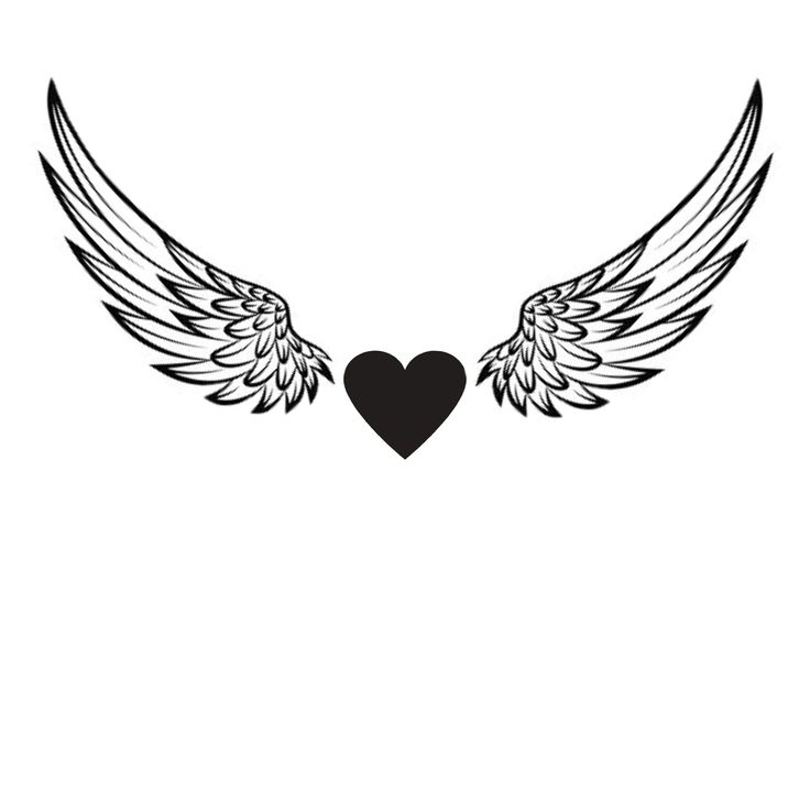 heart with wings tattoo design on white background