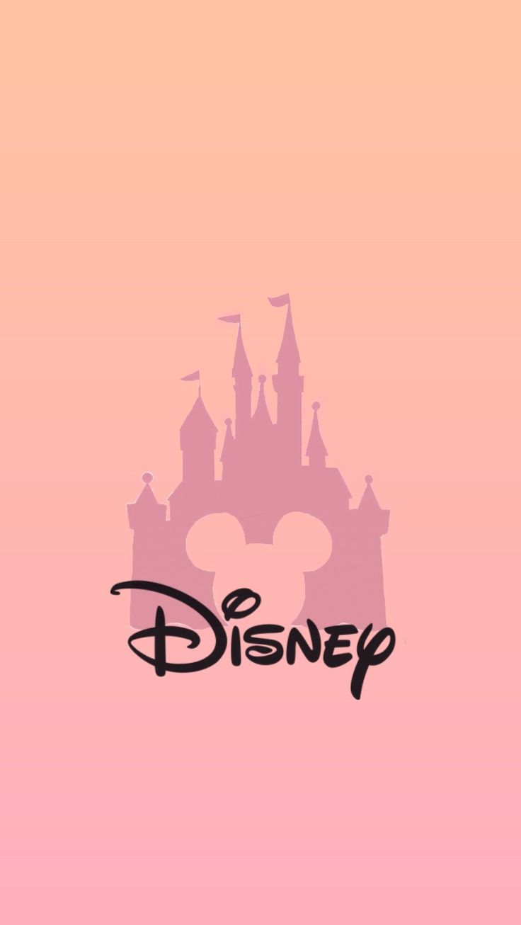 the disney logo is shown on a pink background