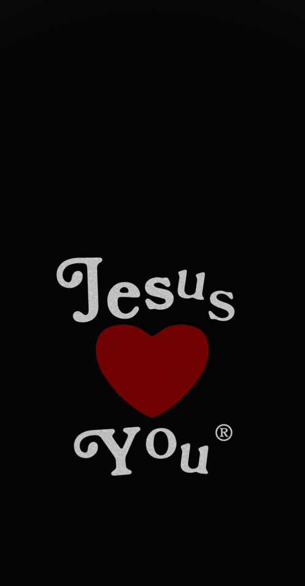 jesus loves you on black background with red heart