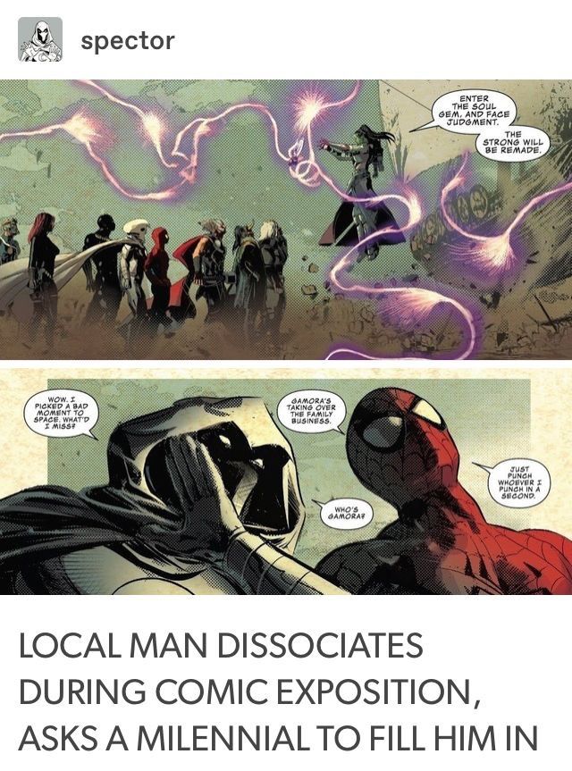 Avengers Humor, Spiderman Funny, Funny Marvel Memes, Online Comics, Dc Memes, Dungeons Dragons, Avengers Memes, Marvel Jokes, Moon Knight