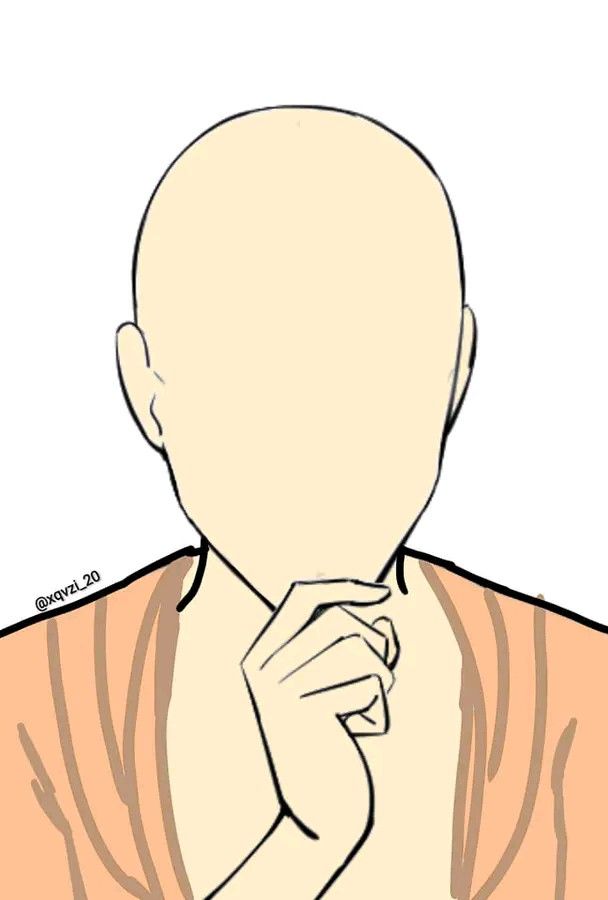 a drawing of a person holding their hand up to his face with the other hand